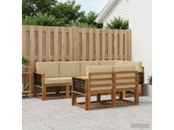 Vidaxl Conjunto De Sofás Para Exterior 7 Pcs Natural E Bege Poliéster
