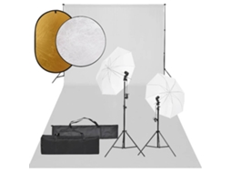 Vidaxl Kit Estúdio Fotográfico C/ Conj. De Iluminação/fundo/refletor