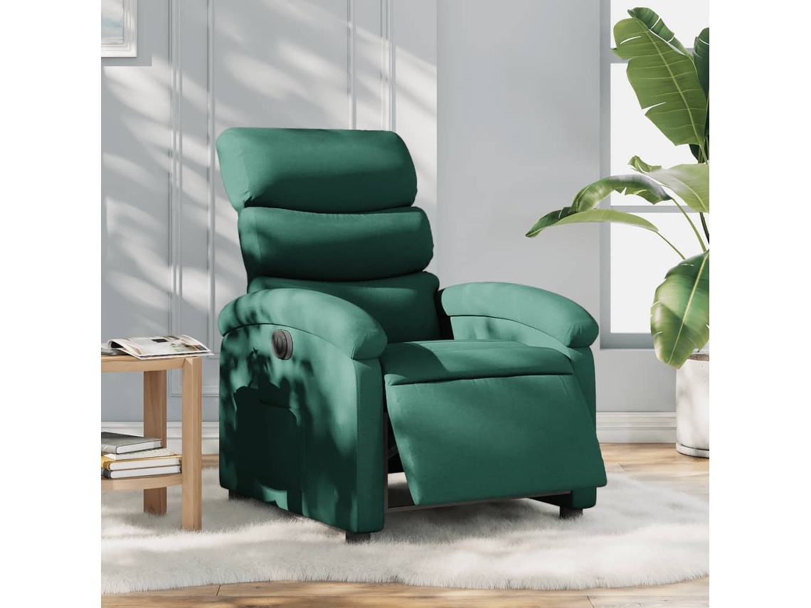 Vidaxl Poltrona Elétrica Reclinável Tecido Verde-escuro