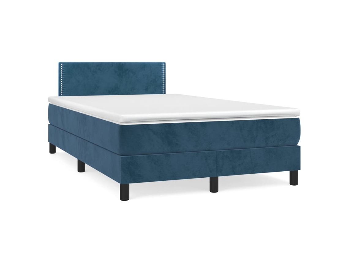 Cama Boxspring com Colchão Veludo Azul Escuro MAISON EXCLUSIVE (120x200 cm)