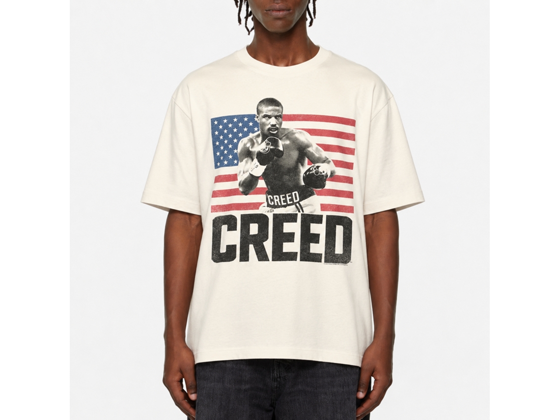 Rockinstone Rocky Movie Creed American Flag Solid Natural Adult T-shirt Size:xl