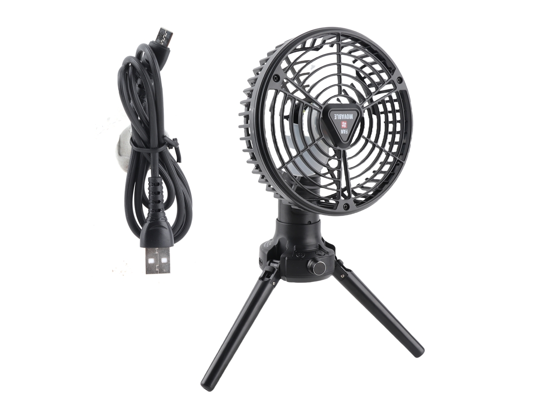 Ventilador de Camping com Lanterna Led 10400mah Recarregável Tripé Plegável 170° Rotação Automática S/MARCA
