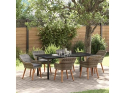 Vidaxl Conjunto de Jantar para Jardim 7 Pcs Cinzeto Vime Pe
