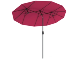 Chapéu De Sol Duplo Chapéu De Sol De Jardim Com Inclinação De 45° Manivela Estrutura De Aço 295x152x222 Cm Vermelho