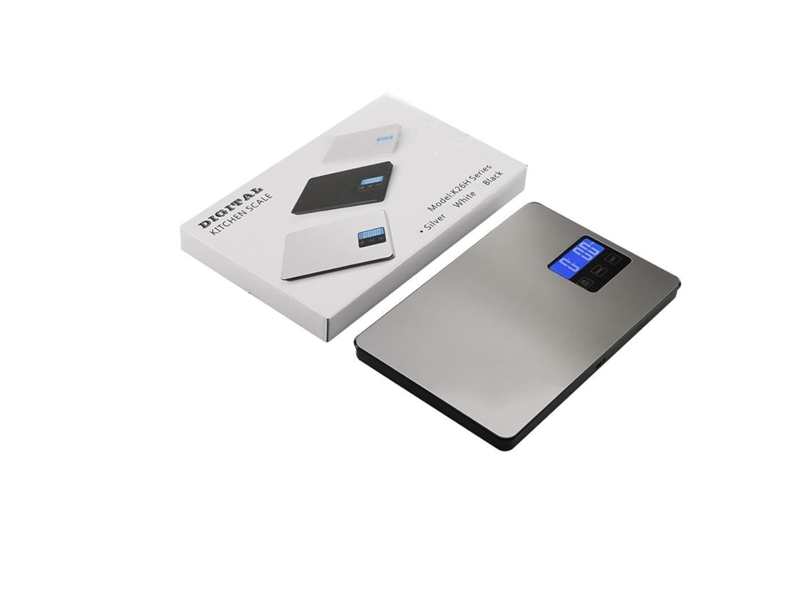 Balança De Cozinha Digital 15kg, Balança Eletrônica Alimentos Com Visor Lcd Cozinhar E Assar Prateada