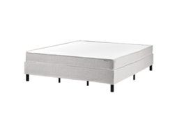 Cama Continental Sin Cabecero Beliani Countess De Tela Gris 181x201x53