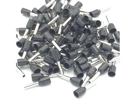 100 Unidades de Terminais de Extremidade de Cordão Único Isolados de 1.5mm Preto com Bota de Crimpagem