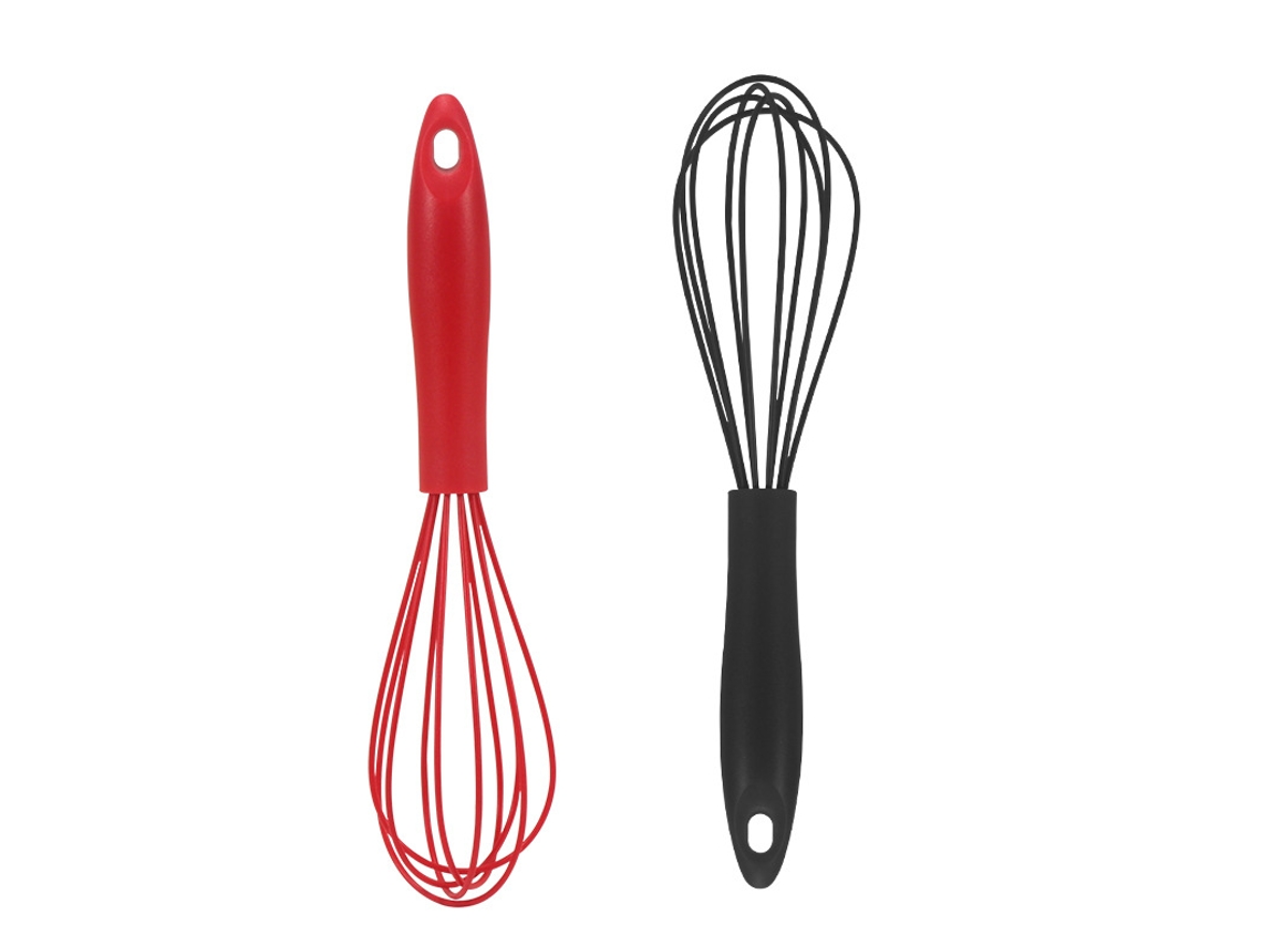 Batedor De Silicone, Pacote Com 2 Unidades, Vermelho E Preto, 25 Cm(10''), Silicone De Cozinha Aprimorado