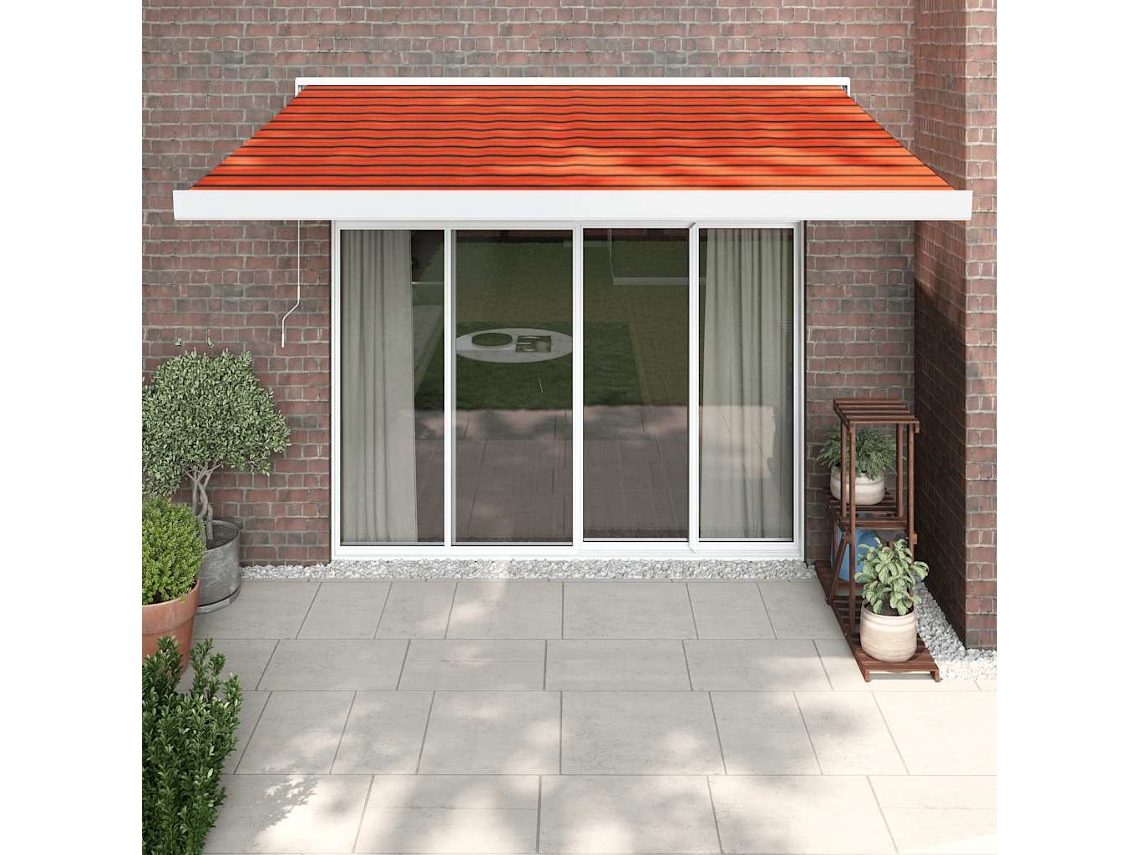 Vidaxl Toldo Retrátil 3,5x2,5 M Tecido E Alumínio Laranja E Castanho