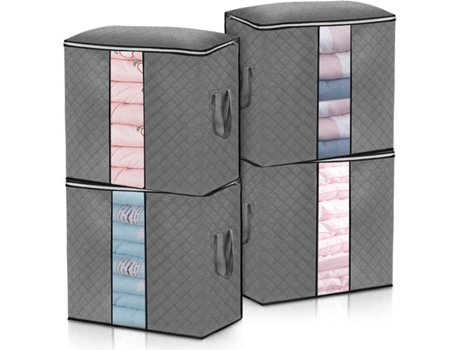 4 Caixas de Arrumação KING DO WAY CB2 (Cinzento Claro - Tecido - 50 x 36 x 50 cm)