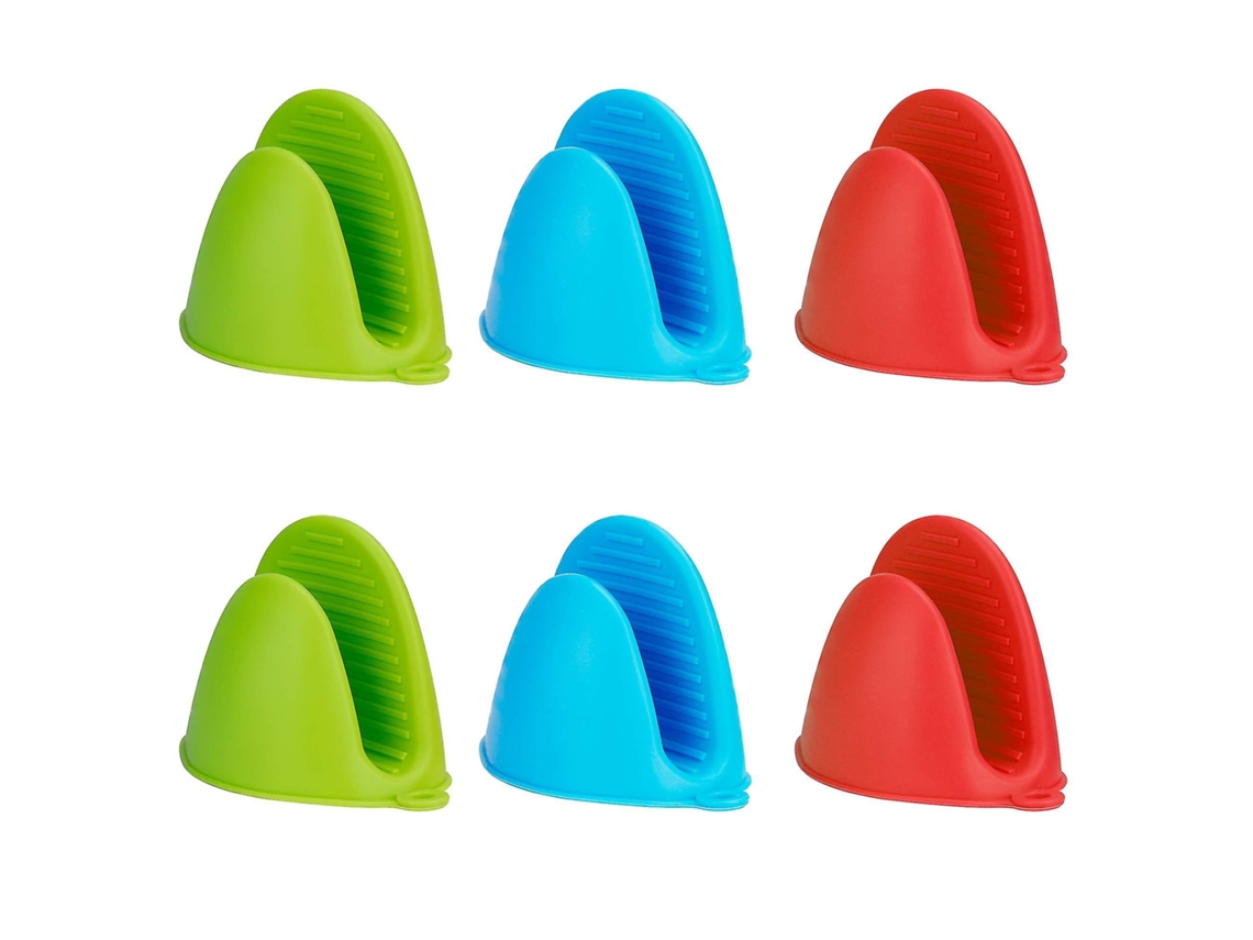 3 Pares de Luvas de Silicone para Forno Resistentes Ao Calor Até 240°c com Design Antiderrapante e Pendurado (3 Cores)