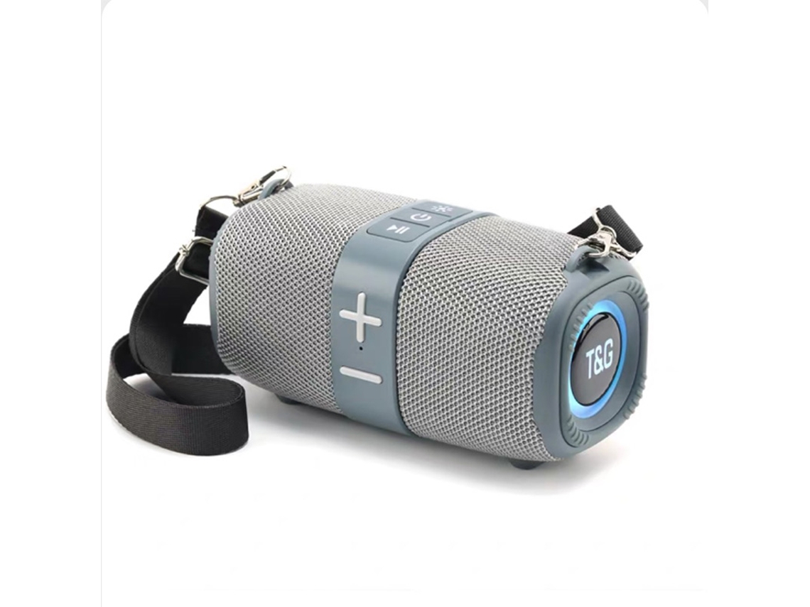 Caixa de Som Bluetooth Portátil MDUG com Luz Led e Cano Curto (cinza)