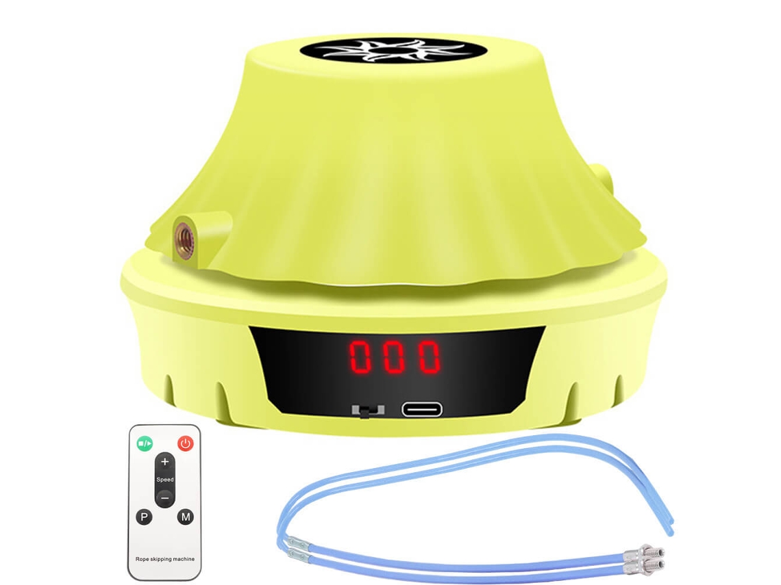 Corda De Pular Automática Interativa Com Controle Remoto, Contador E 10 Níveis De Velocidade Amarela Aquaforge