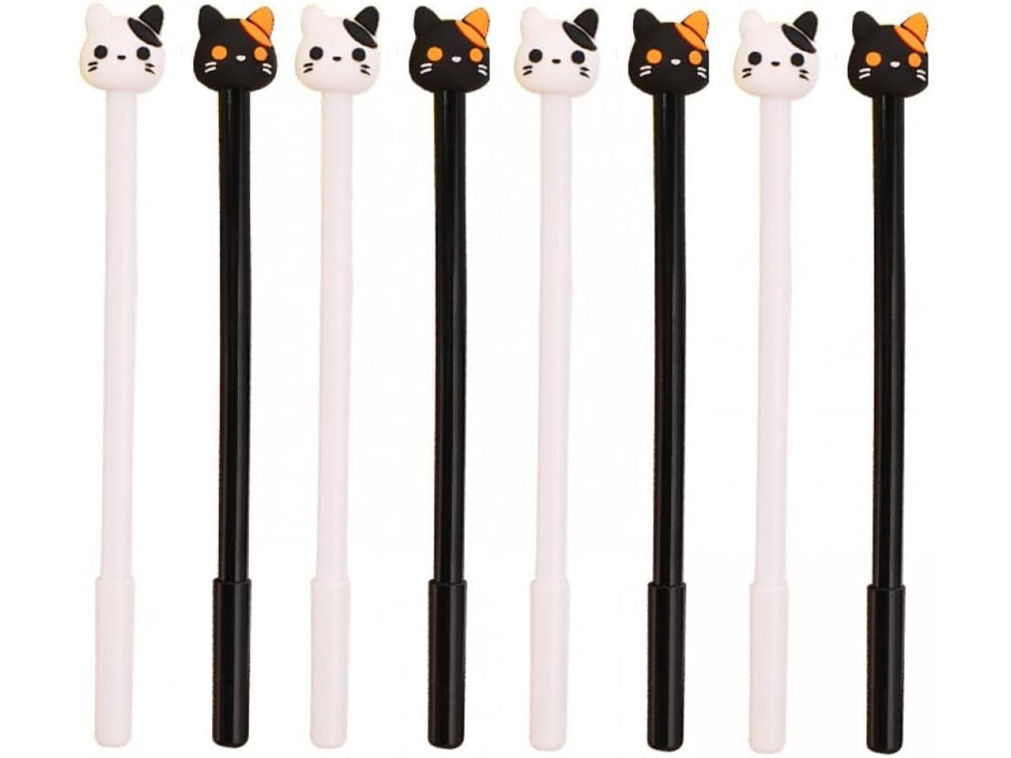 Conjunto De 8 Canetas Em Gel Com Desenho Gatinhos Fofos, Escrita