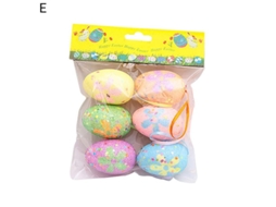 Kit com 6 ovos de Páscoa decorativos de esferovite com efeito visual para pendurar e