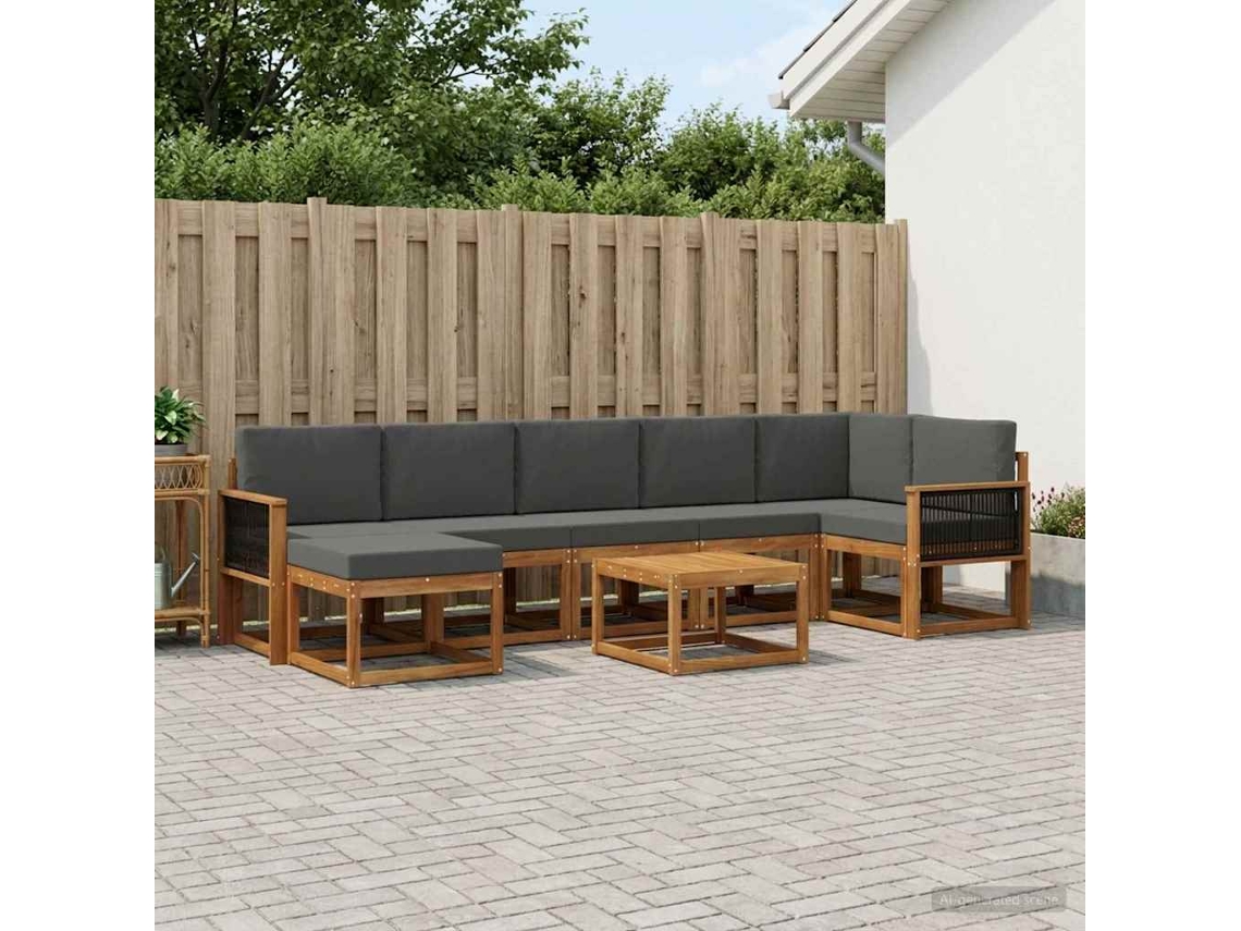 Vidaxl Conjunto De Sofás Para Exterior 8 Unid. Natural E Antracite