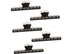 Conjunto De 5 Prendedores Partitura Pretos Para Piano, Feitos De Abs Resistente, Com Design Portátil E Fixação Firme