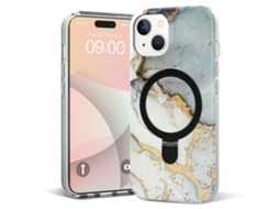 Suporte Casa Padrão Mármore Para Iphone 15 Plus Pele Sintética Magnética Multicor