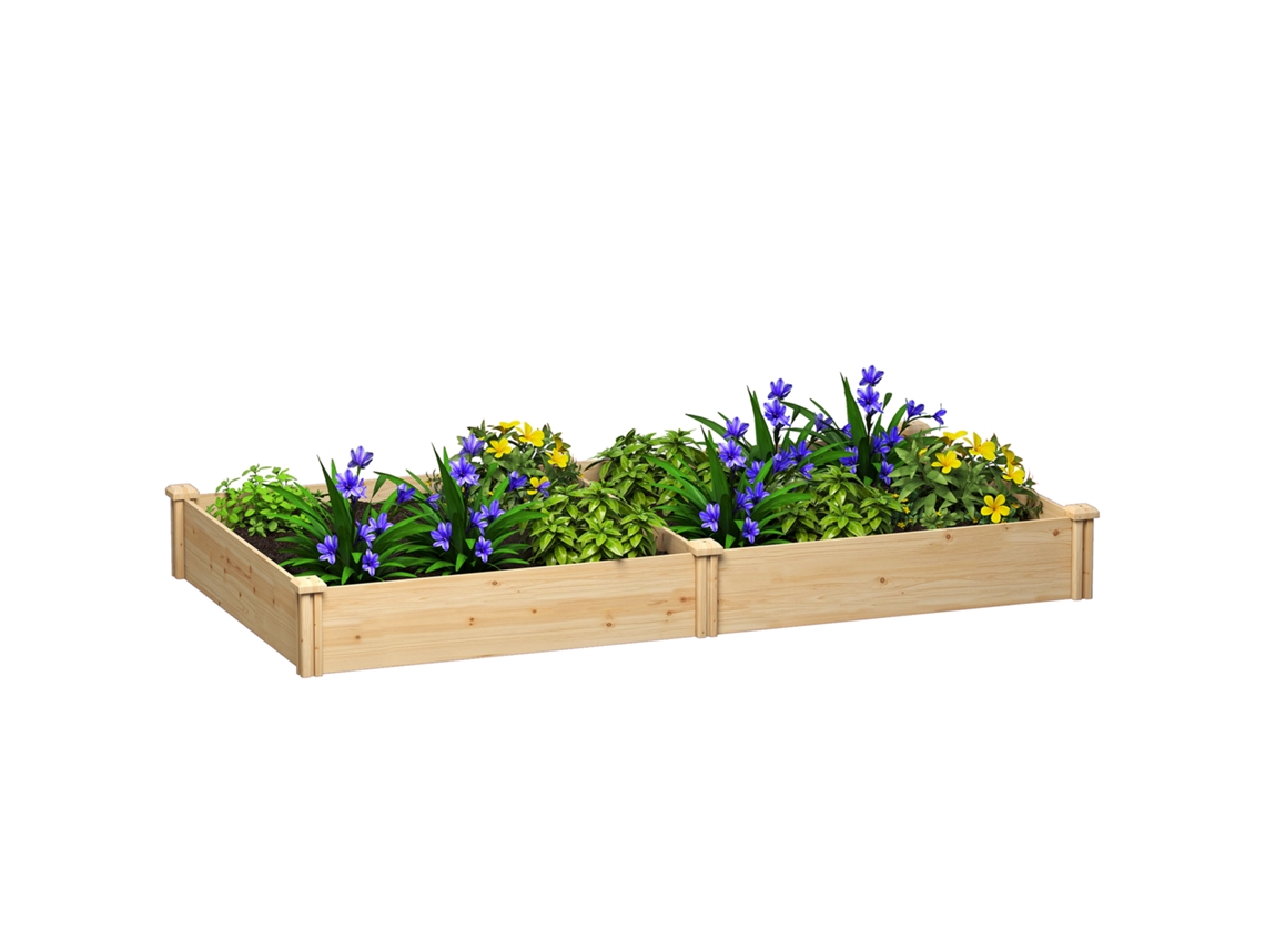 Jardinheira Elevada Madeira Divisor Base Aberta 235x121x26cm Madeira