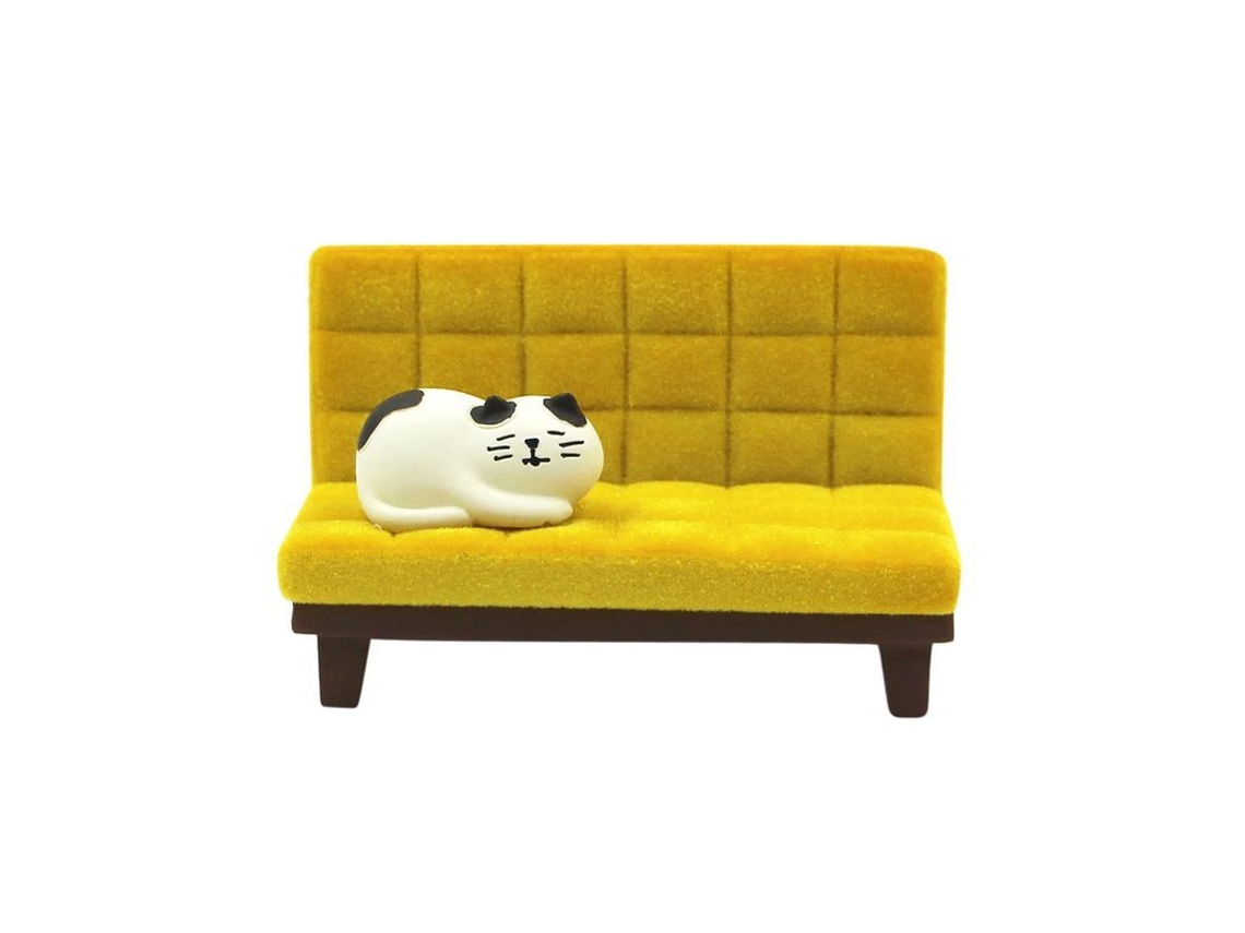 2026 suporte de Telefone para Mesa com Gato Adorável, Resina, Compatível com Iphone e Android (gato Branco Sofá Amarelo)