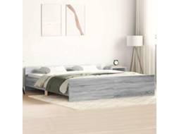Vidaxl Estrutura De Cama C/ Painéis De Cabeceira E Pés Cinzento Sonoma