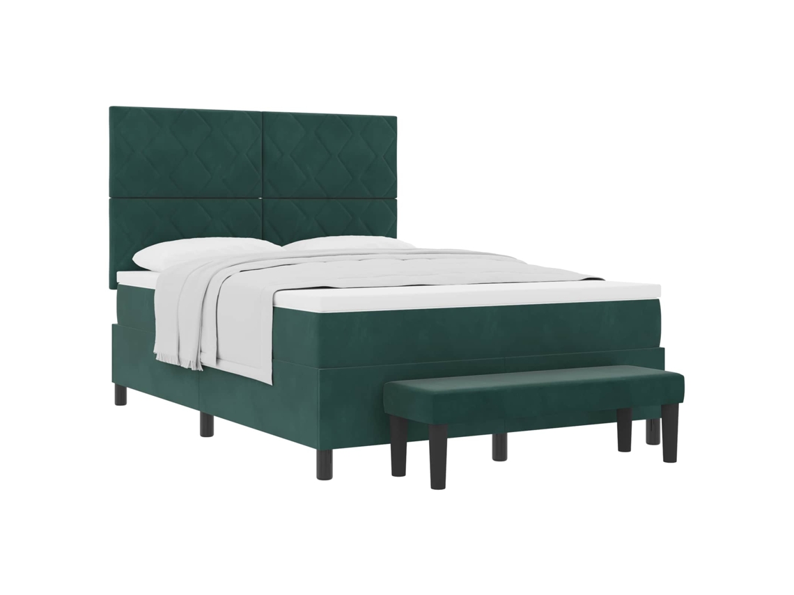 Maison Exclusive - Cama Box Com Cabeceira Verde Escuro 200 X 140 Cm Veludo