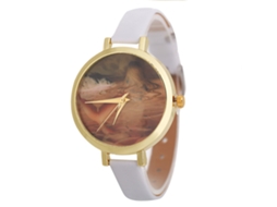 Relógio de Pulso Feminino com Pulseira de Couro Clássico Fashion Elegante Branco