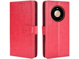 Capa Fólio para Huawei Mate 40 Pro HONGWE. Magnética com Porta-Cartões Vermelho