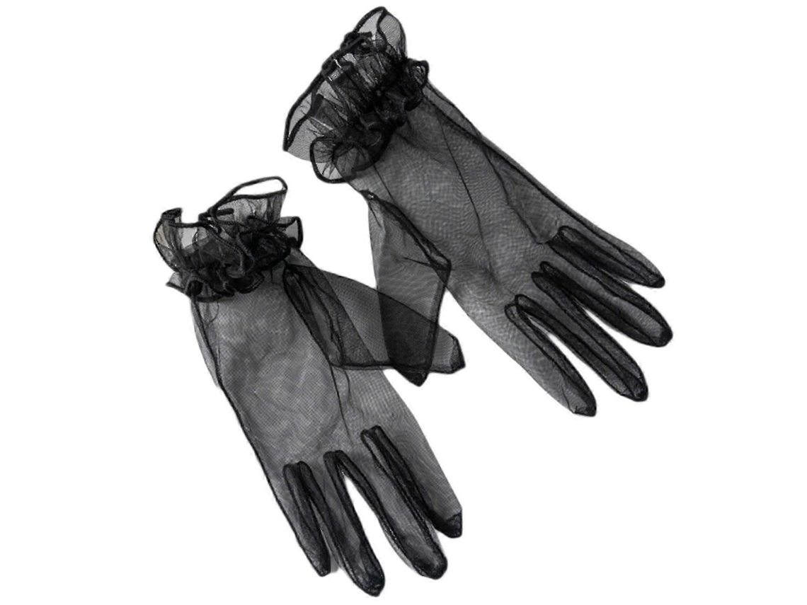 Luvas de Tule Requintadas Até o Pulso, Luvas de Dedo Inteiro, Luvas Curtas para Casamento. TAISHENGDA