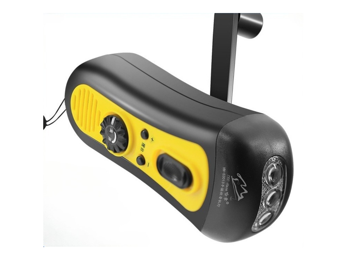Rádio HEXINYIGJLY de Emergência Portátil com Manivela e Lanterna Led, para Uso Doméstico e em Situações de Sobrevivência no Exterior Amarelo