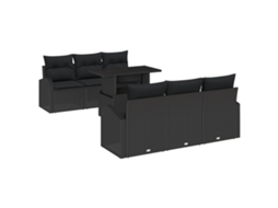 Conjunto 7 Conjunto De Sofá De Jardim Vidaxl Preto Vime Pe (100 X 55 X 73 Cm)