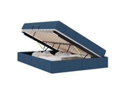 Cama com Arrumação e Colchão Azul Poliéster MAISON EXCLUSIVE (140x190 cm)