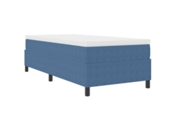 Cama Box Tecido de Veludo Cotele Azul e Branco 80x200 cm MAISON EXCLUSIVE