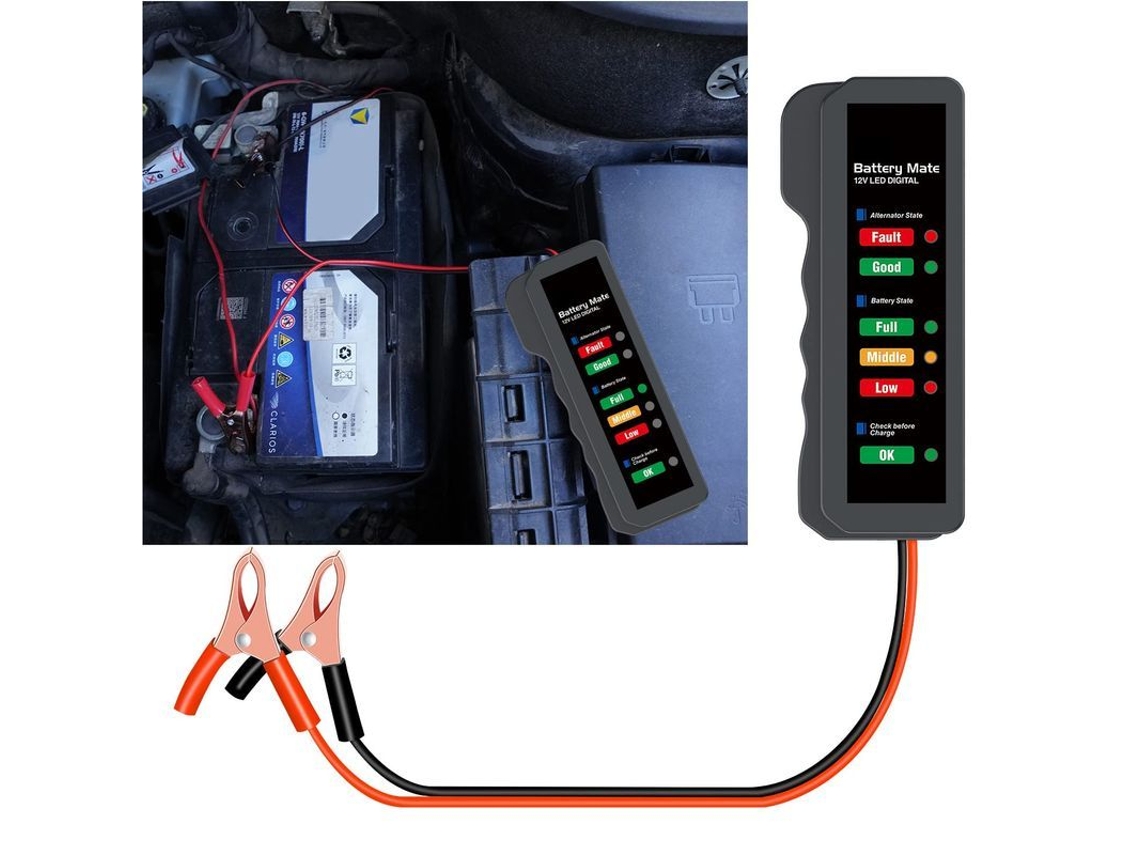2026 testador de Bateria Automática 12v com Indicador Led para Carro, Moto, Barco e Rv