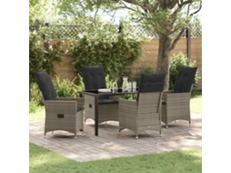 Vidaxl Conjunto De Jantar Para Jardim 5 Unid. Cinzeto Vime Pe