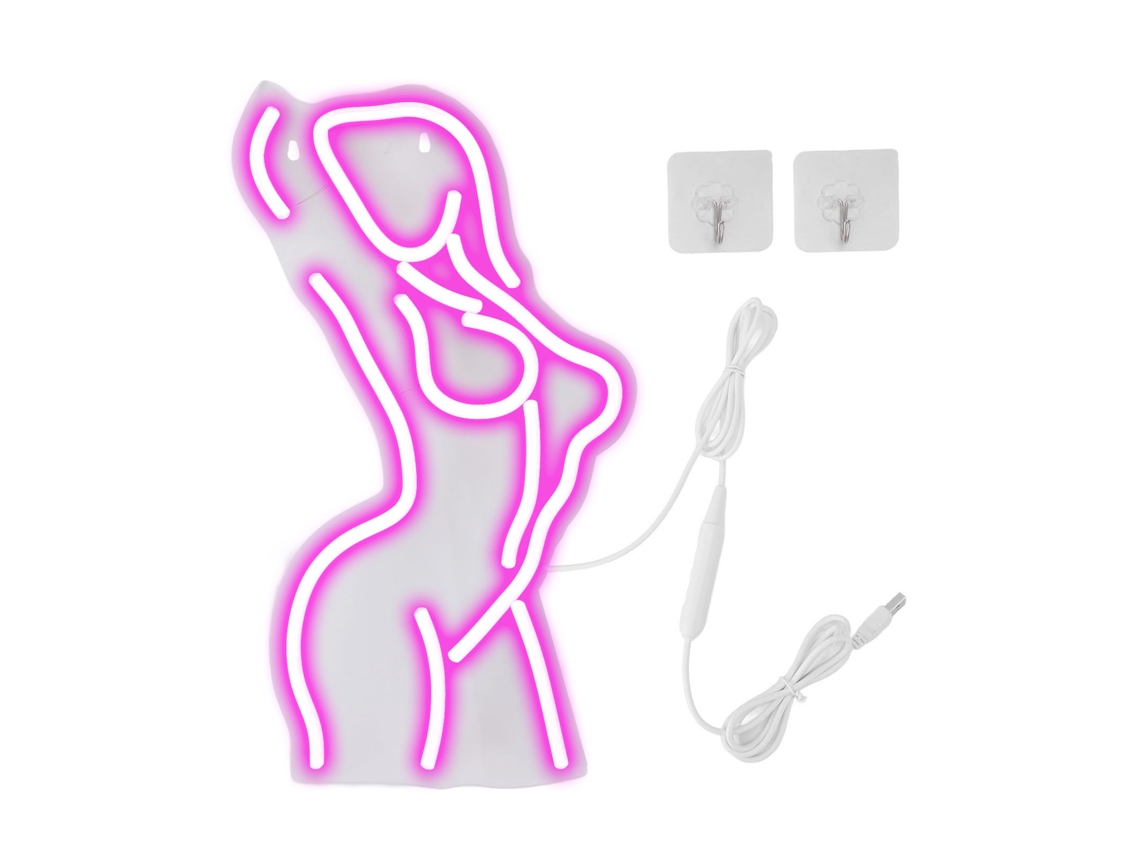 2026 luz de Neón Sexy Lady Led Usb Regulável Silicone Acrílico Luz Noturna Decoração de Parede Bar Clube Festa Dormitório Rosa