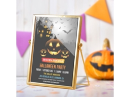 Laxiscreed Decoração De Halloween Em Acrílico Com Borda Dourada, 14,5x19,5cm Para Festas