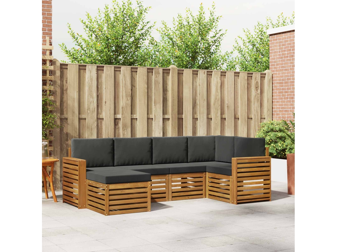 Vidaxl Conjunto De Sofá Sectional 6 Pcs Natural E Antracite