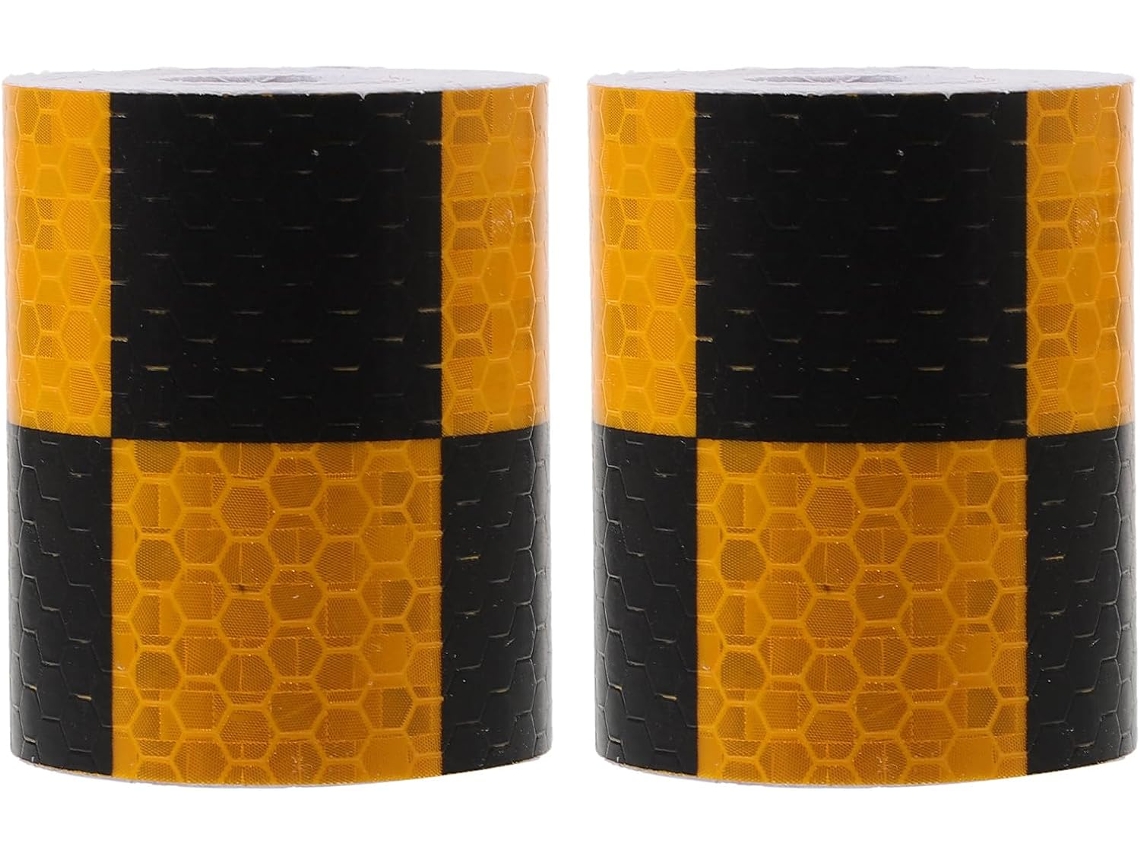 Fita Adesiva Refletora Quadriculada Preta E Amarela, 5 Cm X 2 Peças