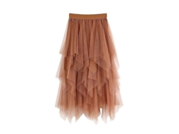 2026 falda Larga de Malla Con Cintura Elástica, Estilo Fresco Y Dulce, Diseño Asimétrico, Talla Única 62 102cm, Ideal para Verano