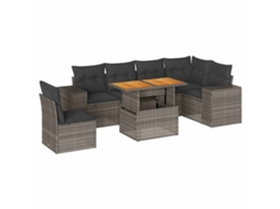 Conjunto de 7 sofás para jardim com almofadões Vime Pe Cinzento MAISON EXCLUSIVE (7 peças)