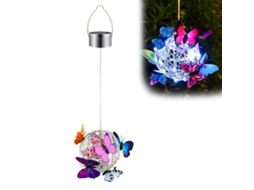 Luz Solar Suspensa Borboleta Led Lanterna Jardim Metal Ip65 | S/MARCA