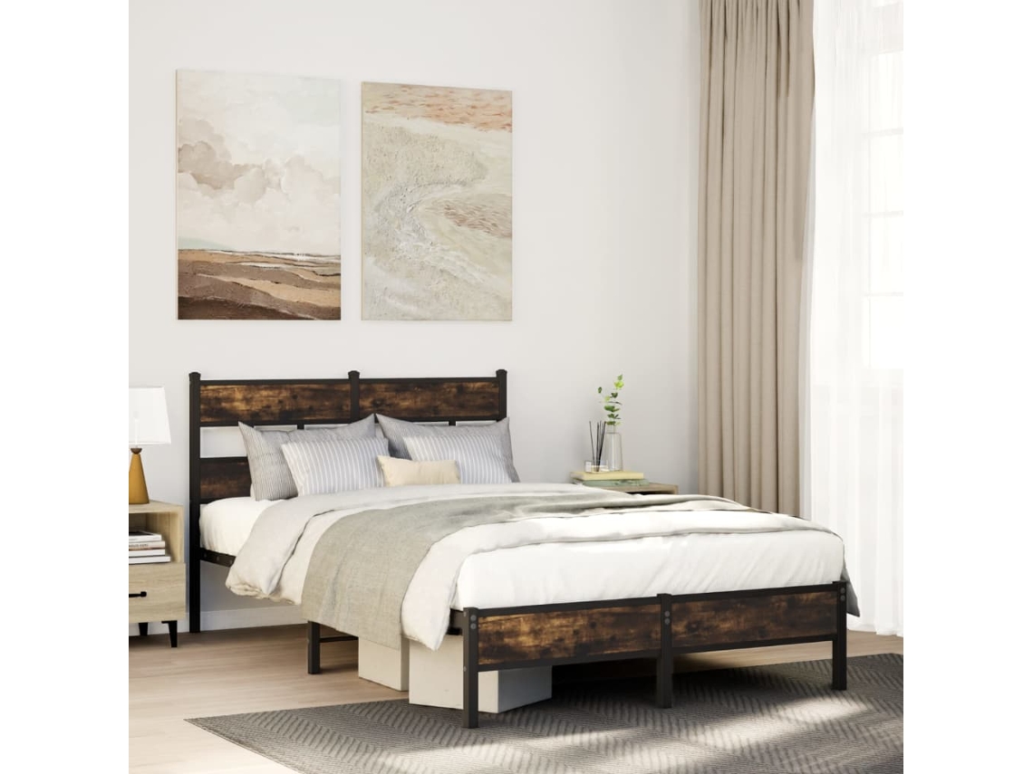 Cama Sem Colchão Com Cabeceira 120x200 Cm Carvalho Sonoma
