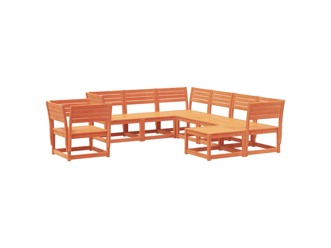 Conjunto de 8 Lounge de Jardim Pinho Maciço Castanho Mel MAISON EXCLUSIVE
