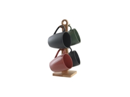 Conjunto De 4 Canecas Dkd Home Decor Cor De Rosa Verde Cinzento Escuro Grés (300 Ml)