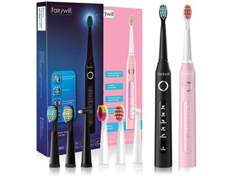 2 Escovas de Dentes Elétricas FAIRYWILL FW-507 (Rosa - 40000 vpm)