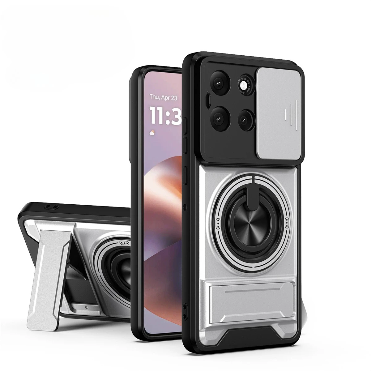 Capa Magnética Deslizante Para Celular (moto G54 5g Prateado), Proteção Para A Câmera.