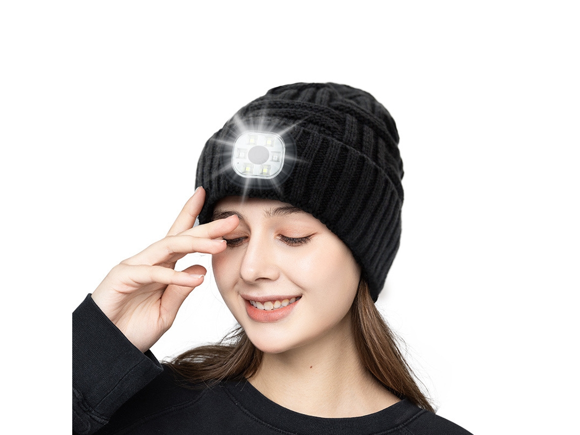Conjunto de 2 gorros BRILVIBERA com lanterna de cabeça recarregável USB