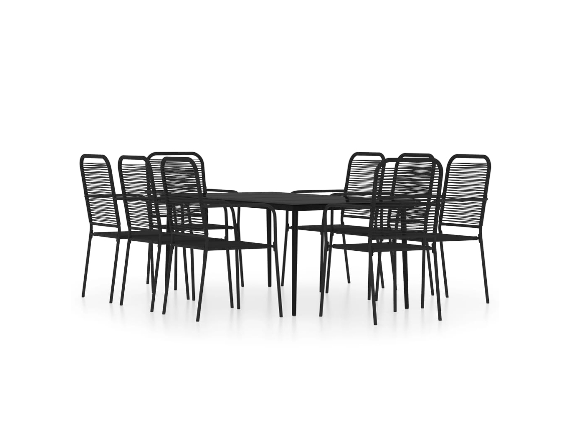 Dining Set, Dining Sets Vidaxl Preto Aço (mesa Com 200 Cm De Comprimento)