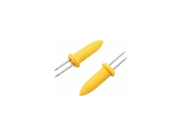Garfos Milho 2pcs, Espetos Bbq Dupla Agulha Amarelo DUREFORWARD